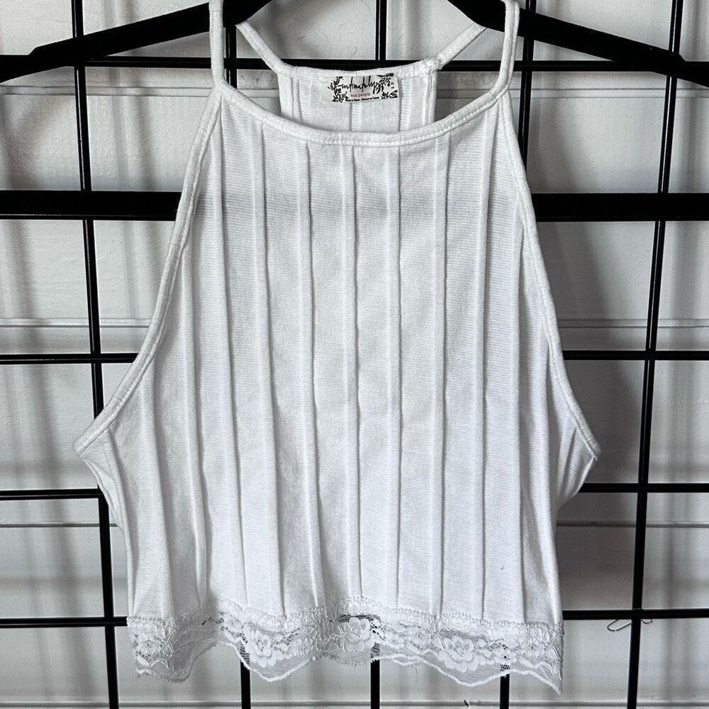 Free People All Your Love Lace Trim Crop Top Womens S Ivory/White Boho‎